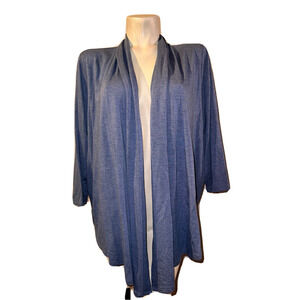 New Zenergy Chicos Jacket Size XL (3) Blue Drape Back 3/4 Sleeve Comfy Cardigan
